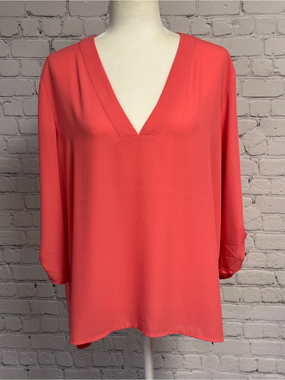 Express Coral V-Neck Blouse Top Size L
